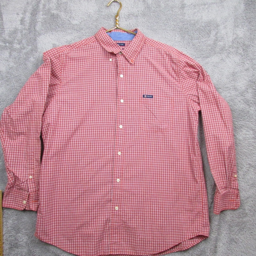 Chaps Shirt Mens XL Red Plaid Long Sleeve Easy Care Button Down Casual Top